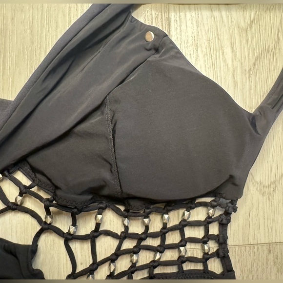 NWT Dolce Vita One Piece Swimsuit XS Macramé Cutout Black Bathing Suit Vacation - Picture 7 of 12